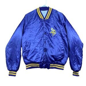 Vintage Chalk Line Minnesota Vikings Satin Bomber Jacket NFL Purple Large